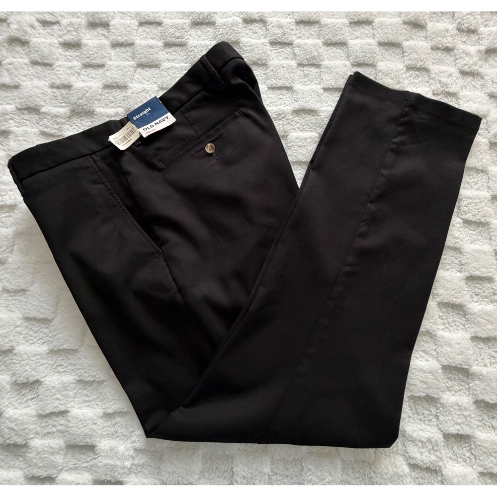 Old Navy Mens Straight Built-In Flex Chino Pants Black - 38x32 NWT